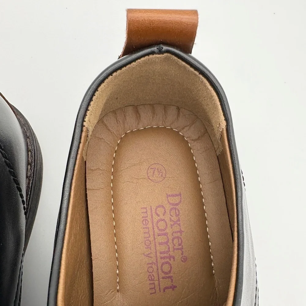 Dexter Comfort Memory Foam Cal Black Denim w/ Faux Leather Accent Casual Oxford